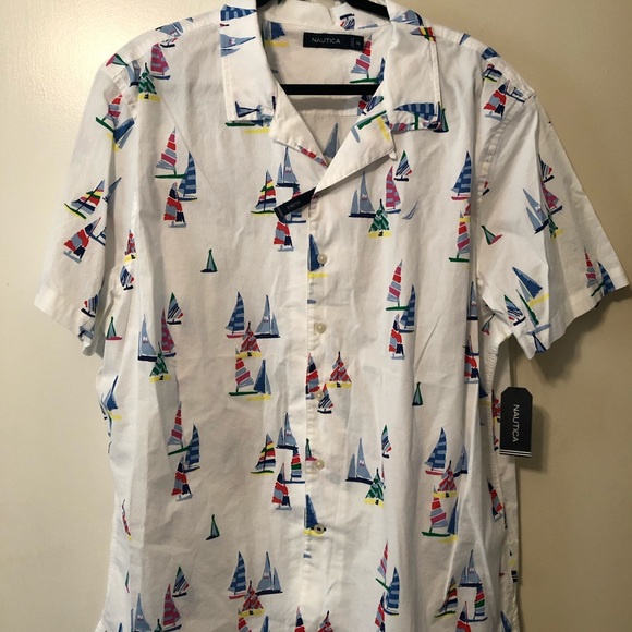 Nautica classic fit boat print camp shirt XXL - Picture 4 of 9